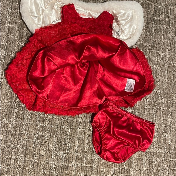 Cat & Jack Red Dress with White Faux Fur Holiday Set - Picture 3 of 6